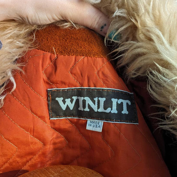 70s Vintage Orange Rusty Suede Coat Furry Penny Afghan Leather Groovy Fur Jacket - Picture 5 of 5